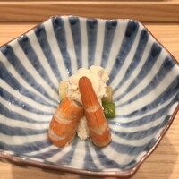 鮨 黒舟 - エビとアスパラの白和え