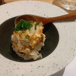 UO家 翔 - 塩辛といぶりがっこのポテサラ