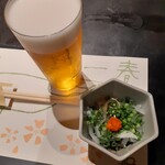 gempinkichijoujifuguunagikaniryouri - 生ビールと湯引き