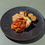 Grilled Mugifuji Pork with Ripe Tomato Sauce