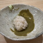 鮨　まつ本 - アワビの肝ソースにシャリ玉