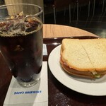 Ekuserushioru Kafe - モーニングセット／ジャンボンハム・レタスサンド、アイスコーヒー