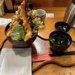 手打ちそば　不老庵 - 天丼 1500円