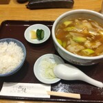 㐂道庵 - カレー南蛮蕎麦＋小ライス  1050円