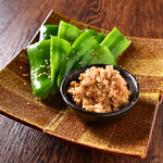 Meat miso crispy chilled peppers