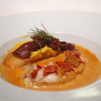 La Bastide sur la mer - オマール海老のビスク 富山県産蛍烏賊のカナッペアップ