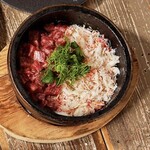 Stone-grilled risotto with Sendai beef and snow crab
