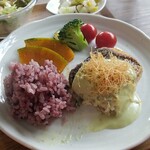 キッチン ブルー グローブ - ご飯を添えて