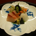 なかむら - 2014年2月　ブリ・モンゴウイカ・ヒラメの昆布〆