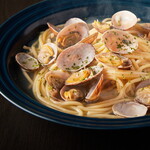 Clam soup pasta with dashi stock