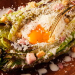 Hot caesar salad with grilled lettuce