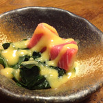 甲子屋 - お通しはマグロの酢味噌和え