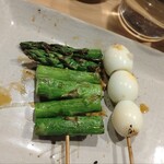 鳥よし - アスパラと白玉