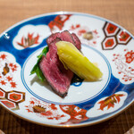 Matoi Ginza - Grilled Harami, Yam Udo, and Yellow Garlic Chives