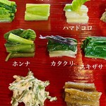 Tadeno Ha - 春の山菜盛合せ！
                        一つ一つに名前を添付しました。