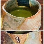 Tadeno Ha - 茶碗は、作家さんが敢えて金継ぎ模様にされた物なのだとか。
      金継ぎもデザインとして成り立ちますよね！
      ぐるりと回すとペンギンさん（笑）