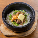 Stone grilled garlic meat rice