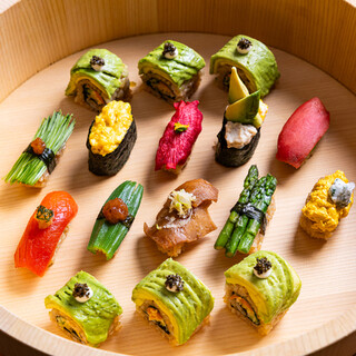 Vegetable Sushi made with Kamakura vegetables by a skilled Sushi chef (vegan-friendly)