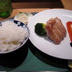 懐石カフェ 蛙吉 - 14年2月　大山若鶏にブラッディオレンジとバルサミコ酢のソース