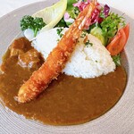 レストラン マリエフローラル - 富士桜ポークのカレー サラダ添え 海老フライトッピング
