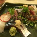 木古里 - お刺身はヨコワとヤリイカとしめ鯖と鯛。