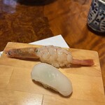 東鮨 - 赤エビとイカ