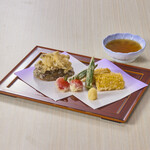 Abalone and corn tempura