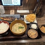 炭火焼和めし処 しんぱち食堂 - さば文化干し定食  979円　単品 かき揚げ天198円&納豆110円❗️