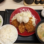 Katsuya - おろしヒレカツ定食 ご飯大盛 サラダ 豚汁大変更