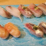 寿司 魚がし日本一 - 真鯛 あじ 小肌 赤貝 いわし