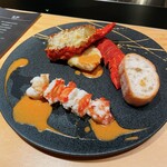 鉄板焼 にし田 - 伊勢海老のソテーと海老味噌グラタン