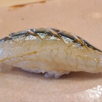 鮨 十兵衛 - ⑩細魚(石川県七尾産、閂サイズ)
                    産卵は春～夏、旬は冬、湾内に棲息するので泥臭くなり勝ちですが、これは香りも素晴らしい
                    丸々と太った細魚は昆布〆不要な程の脂のりで澄んだ旨みがこれまた別格でした