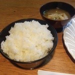 キッチンなか田 - ご飯大盛（50円プラス）、味噌汁(2014.2.20)