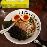 ORIGAMI - 貝出汁醤油ラーメン中盛り