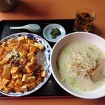 吉祥 - ラーメンセット￥６８０(麻婆飯＆豚骨ラーメンver)