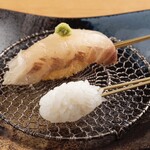 Straw-grilled red sea bream nigiri sushi