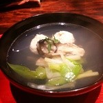 賛否両論 - 地鶏のつくねと牡蠣の吸い物