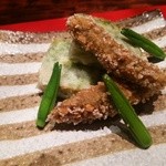 賛否両論 - 新牛蒡のかき揚げ、菜の花の揚げしんじょ