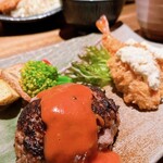 炭火焼専門店 麹庵 - 河内鴨と牛肉のハンバーグ