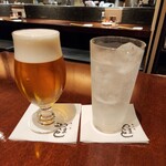 Toranomon Yamato - ビールとリンゴ酒ソーダで乾杯