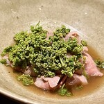 243964952 - ❾花山椒、牛しゃぶしゃぶ
                      〜さあ、メインディッシュの花山椒と牛肉しゃぶしゃぶ。説明は要らない楽しみな旬のお料理♫