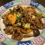 かめがい - ラム肉とキノコの甘辛炒め