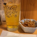 Binchousumibiyakitori Kadokura Shouten - 緑茶ハイとお通し