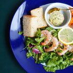 Avocado cream and shrimp salad plate