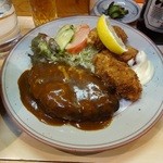 ハンバーグとカキフライ