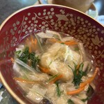 梅の花 - 豆乳もち 野菜あん掛け