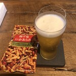 麹町いづみや しろ - あがりビール¥330・あげ塩いかあられ