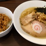 麺や 河野 - 塩ら〜めん・ほぐしチャーシュー飯