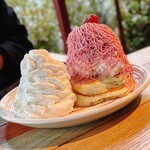 コナズ珈琲 甲府店 - ストロベリーモンブランパンケーキ
