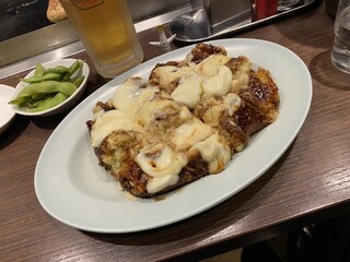 Boteyan Tanaka - 豚肉玉+枝豆+生ビール